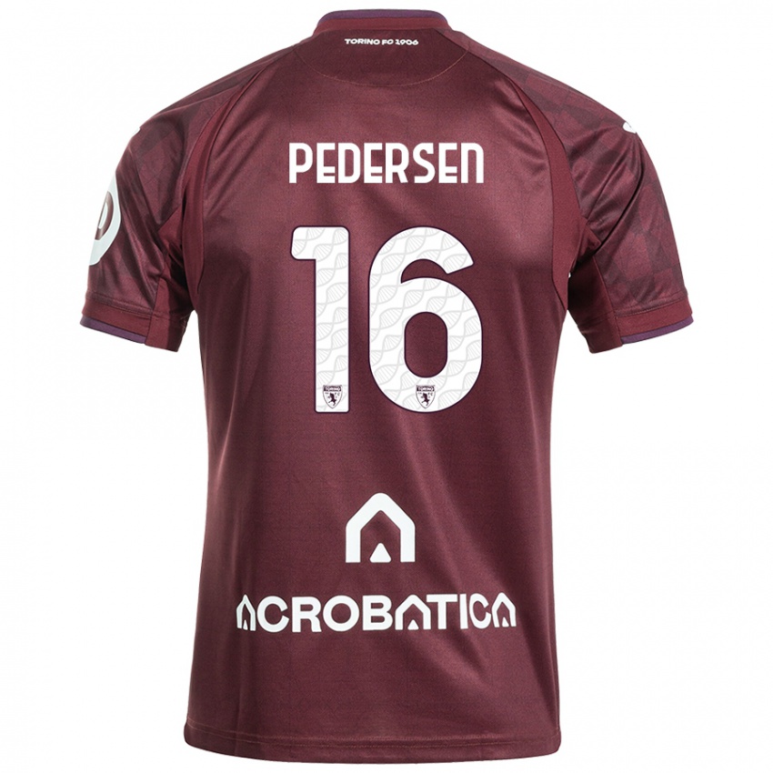 Kinder Marcus Pedersen #16 Kastanienbraun Weiß Heimtrikot Trikot 2024/25 T-Shirt Österreich