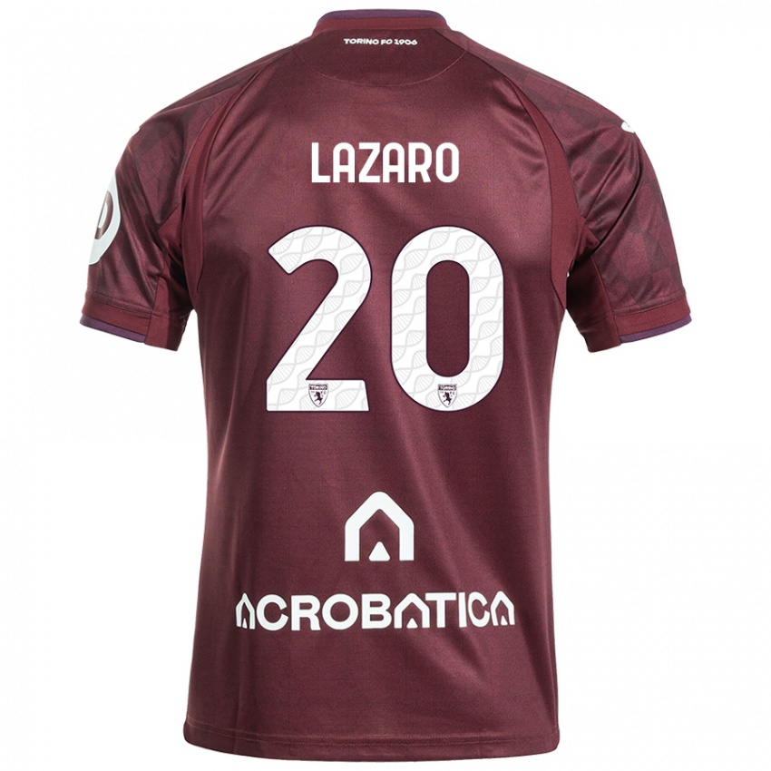 Kinder Valentino Lazaro #20 Kastanienbraun Weiß Heimtrikot Trikot 2024/25 T-Shirt Österreich