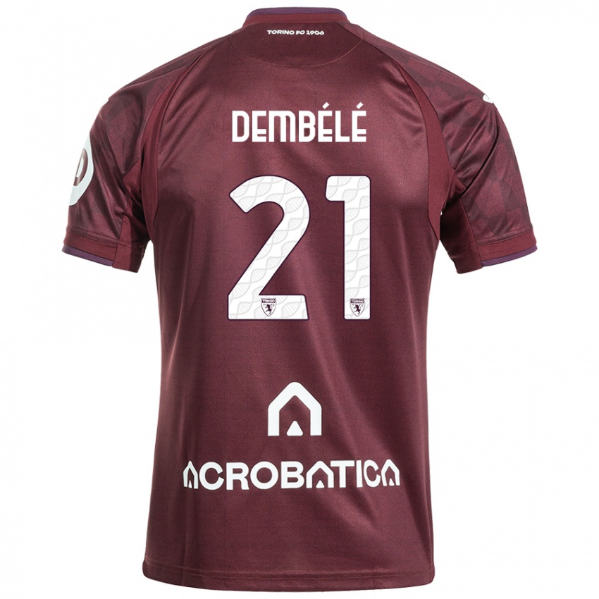 Kinder Ali Dembélé #21 Kastanienbraun Weiß Heimtrikot Trikot 2024/25 T-Shirt Österreich