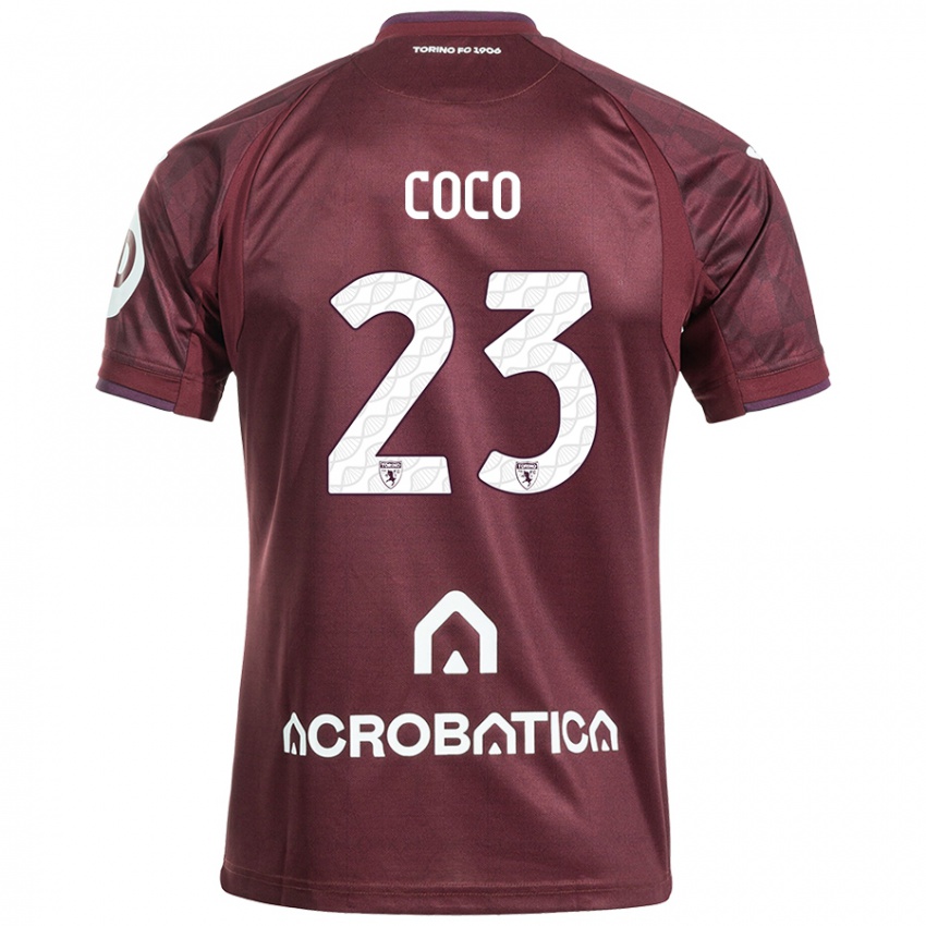 Kinder Saúl Coco #23 Kastanienbraun Weiß Heimtrikot Trikot 2024/25 T-Shirt Österreich