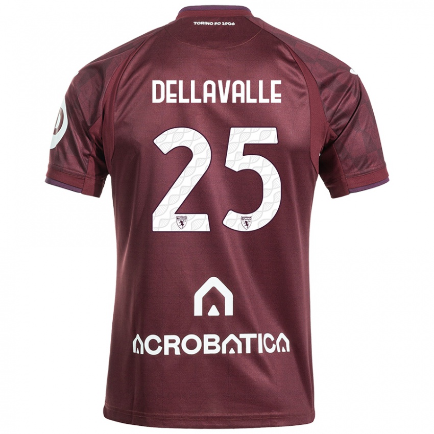 Kinder Alessandro Dellavalle #25 Kastanienbraun Weiß Heimtrikot Trikot 2024/25 T-Shirt Österreich