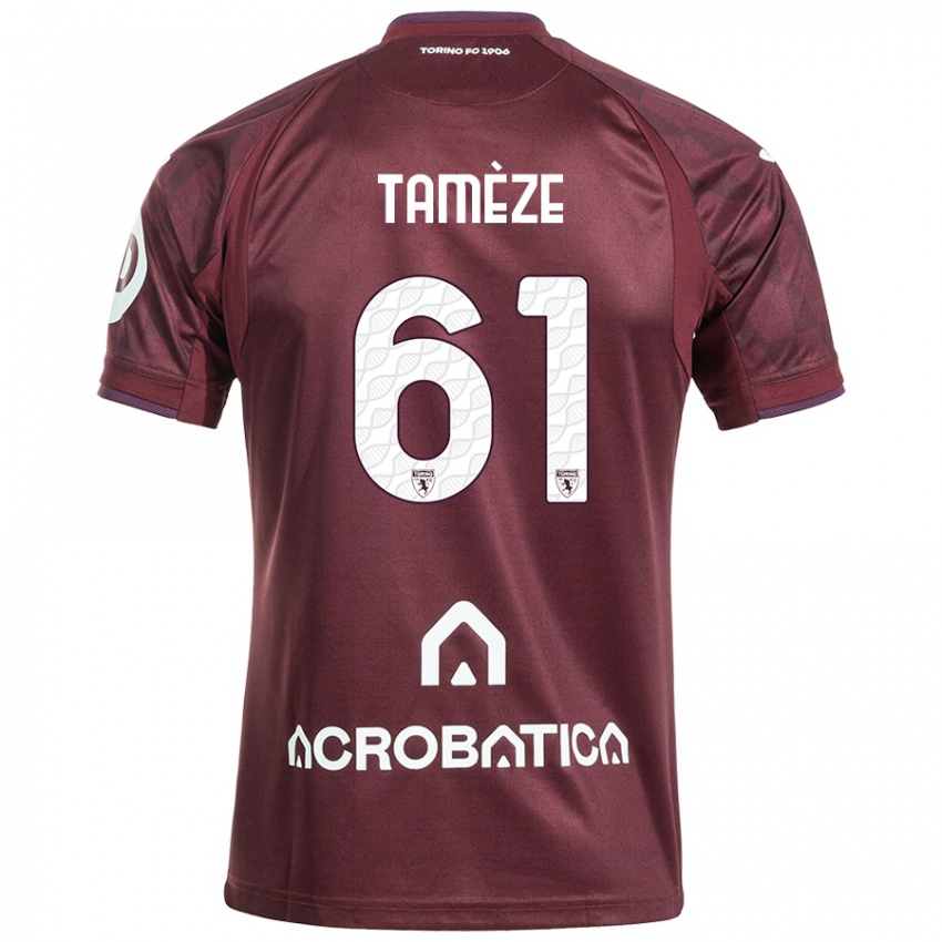 Kinder Adrien Tamèze #61 Kastanienbraun Weiß Heimtrikot Trikot 2024/25 T-Shirt Österreich