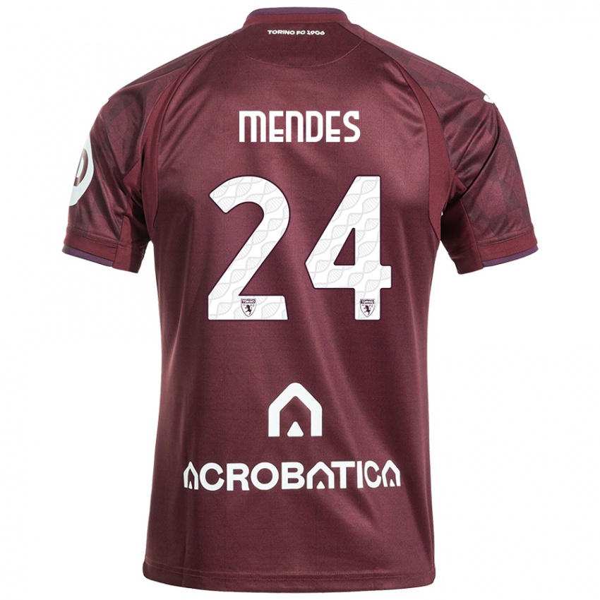 Kinder Rodrigo Mendes #24 Kastanienbraun Weiß Heimtrikot Trikot 2024/25 T-Shirt Österreich