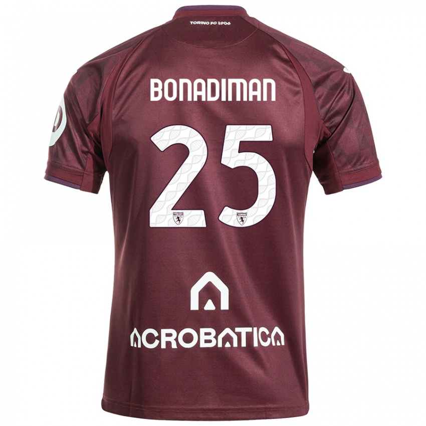 Kinder Matteo Bonadiman #25 Kastanienbraun Weiß Heimtrikot Trikot 2024/25 T-Shirt Österreich