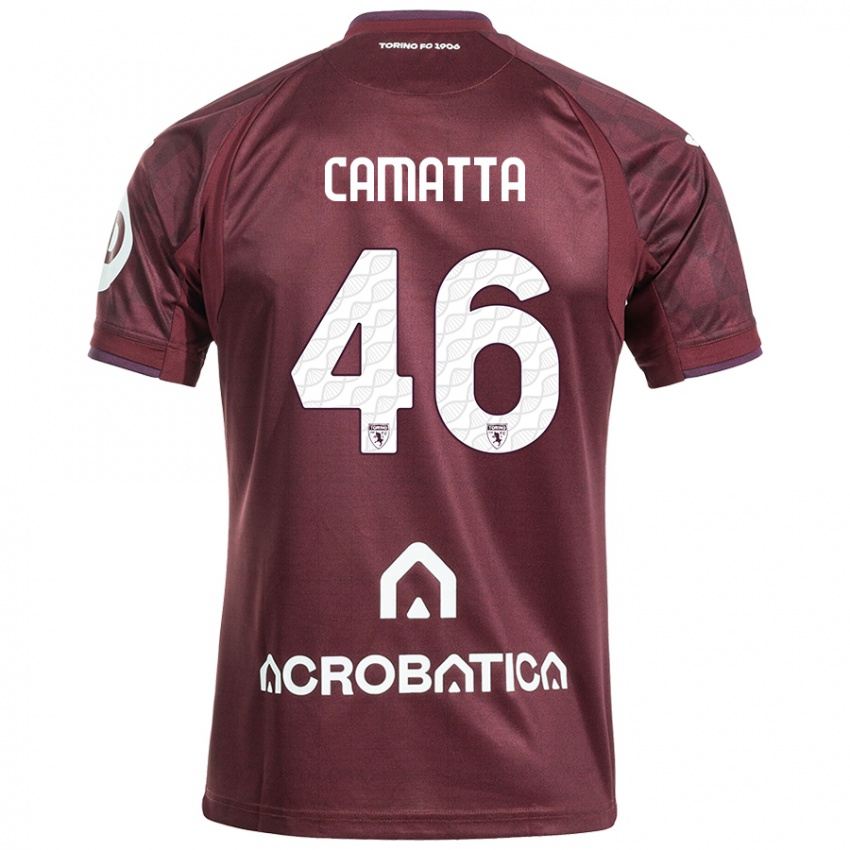 Kinder Alessandro Camatta #46 Kastanienbraun Weiß Heimtrikot Trikot 2024/25 T-Shirt Österreich