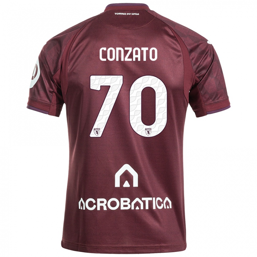 Kinder Filippo Conzato #70 Kastanienbraun Weiß Heimtrikot Trikot 2024/25 T-Shirt Österreich