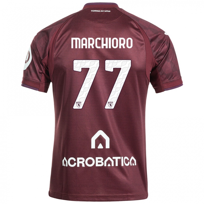 Kinder Raffaele Marchioro #77 Kastanienbraun Weiß Heimtrikot Trikot 2024/25 T-Shirt Österreich