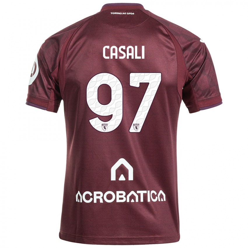 Kinder Michele Casali #97 Kastanienbraun Weiß Heimtrikot Trikot 2024/25 T-Shirt Österreich