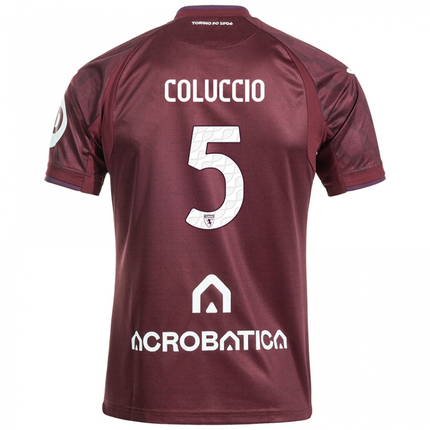 Kinder Francesca Coluccio #5 Kastanienbraun Weiß Heimtrikot Trikot 2024/25 T-Shirt Österreich