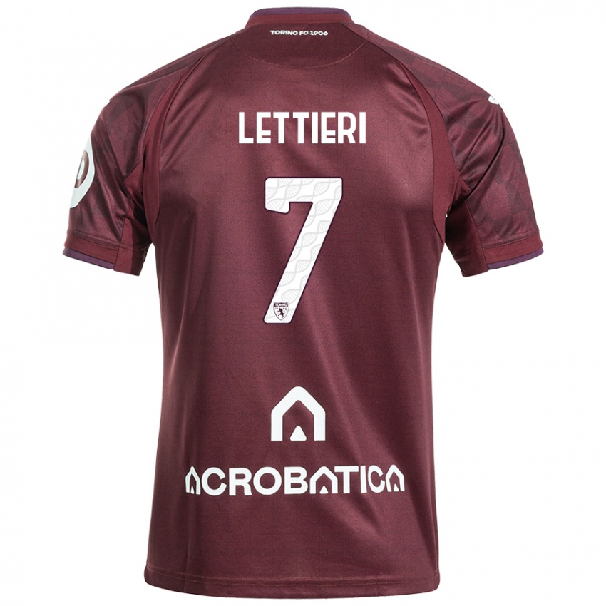 Kinder Jessica Lettieri #7 Kastanienbraun Weiß Heimtrikot Trikot 2024/25 T-Shirt Österreich