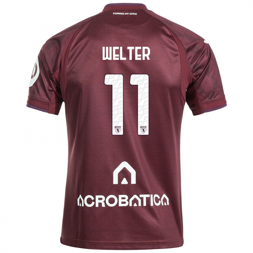 Kinder Francesca Welter #11 Kastanienbraun Weiß Heimtrikot Trikot 2024/25 T-Shirt Österreich