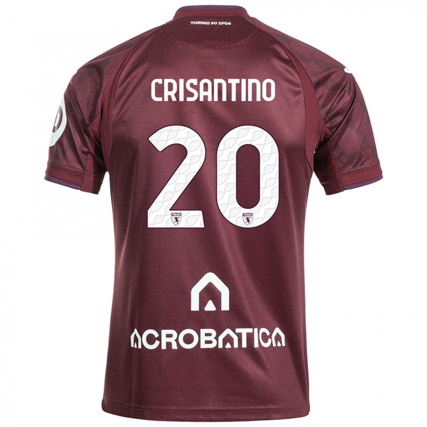 Kinder Giulia Crisantino #20 Kastanienbraun Weiß Heimtrikot Trikot 2024/25 T-Shirt Österreich