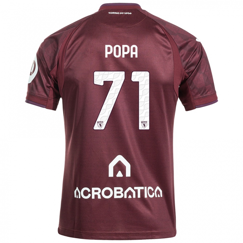 Kinder Mihai Popa #71 Kastanienbraun Weiß Heimtrikot Trikot 2024/25 T-Shirt Österreich