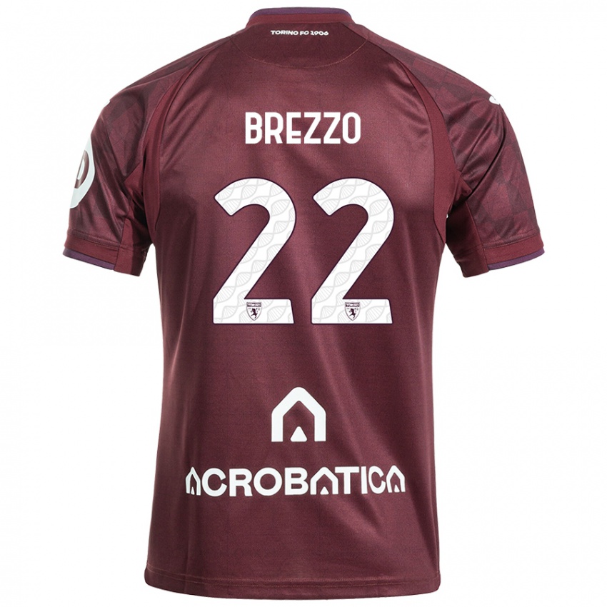 Kinder Matteo Brezzo #22 Kastanienbraun Weiß Heimtrikot Trikot 2024/25 T-Shirt Österreich