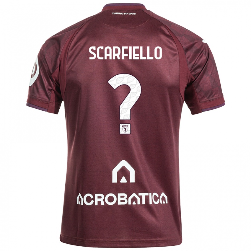 Kinder Luca Scarfiello #0 Kastanienbraun Weiß Heimtrikot Trikot 2024/25 T-Shirt Österreich