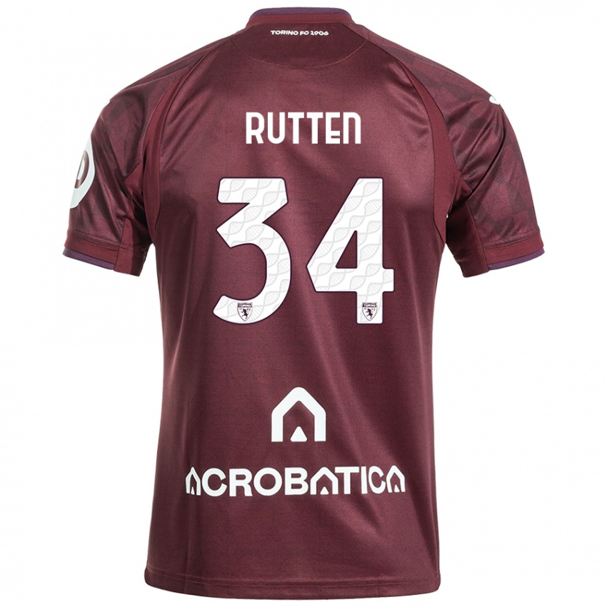 Kinder Jill Rutten #34 Kastanienbraun Weiß Heimtrikot Trikot 2024/25 T-Shirt Österreich