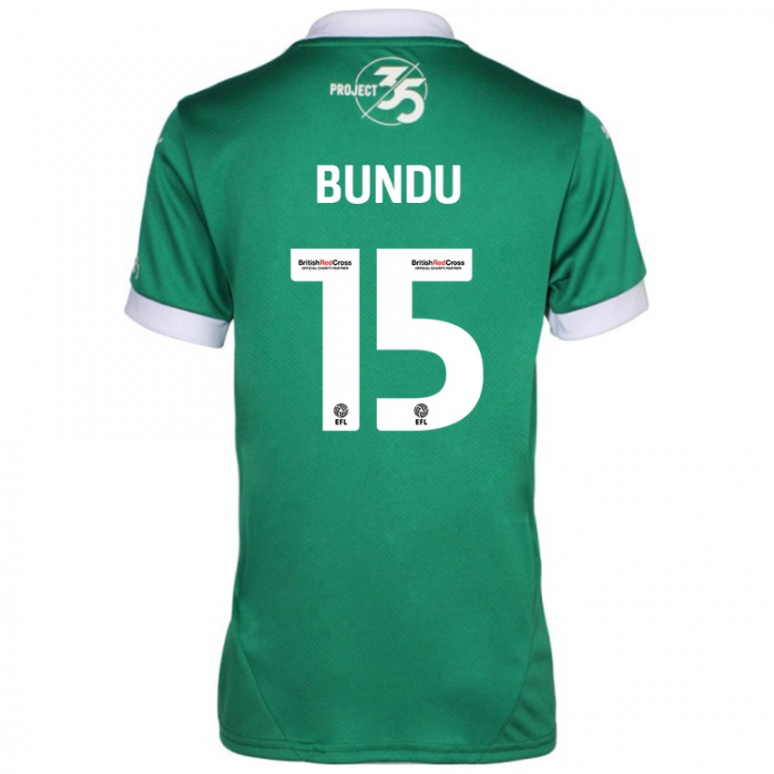 Kinder Mustapha Bundu #15 Grün Weiß Heimtrikot Trikot 2024/25 T-Shirt Österreich