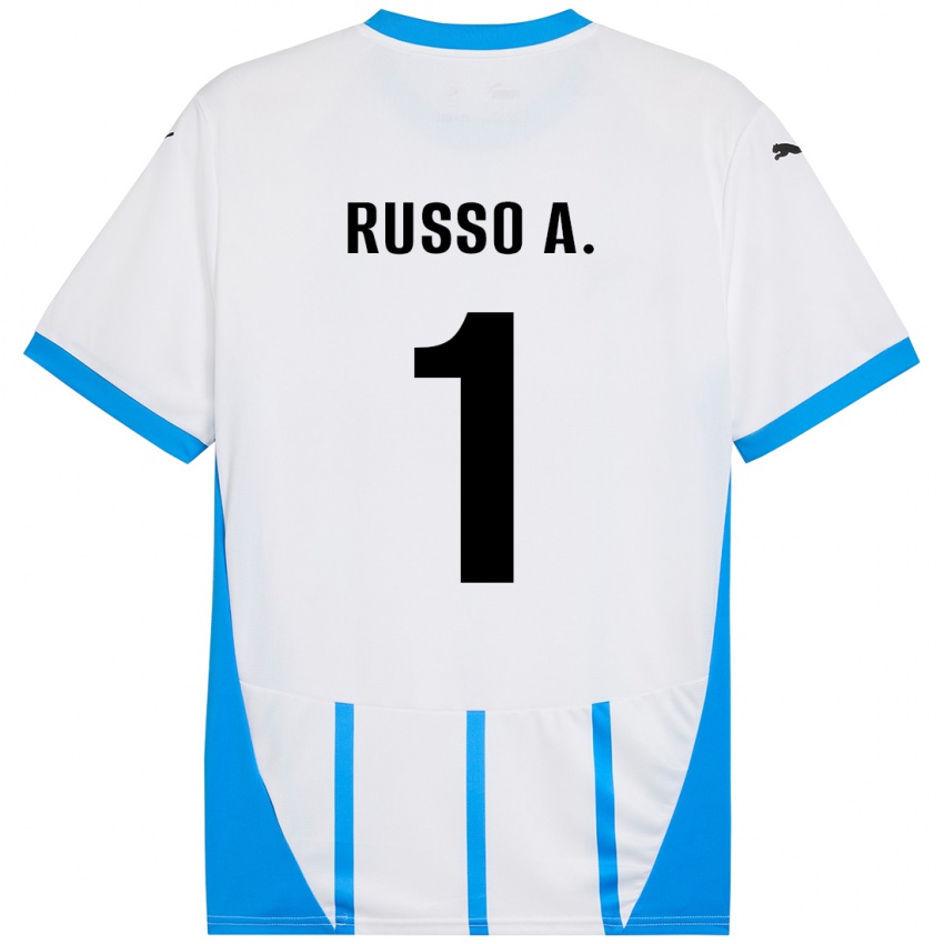 Kinder Alessandro Russo #1 Weiß Blau Auswärtstrikot Trikot 2024/25 T-Shirt Österreich