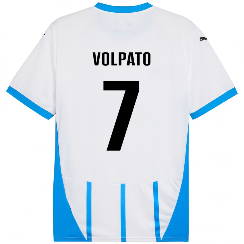 Kinder Cristian Volpato #7 Weiß Blau Auswärtstrikot Trikot 2024/25 T-Shirt Österreich