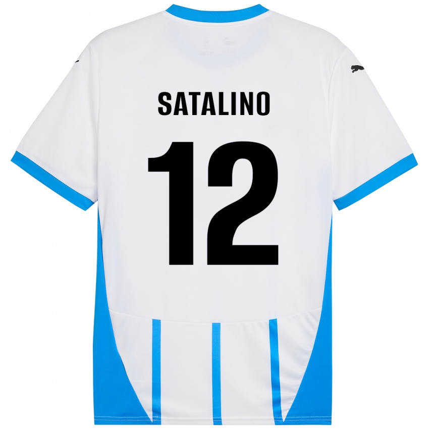 Kinder Giacomo Satalino #12 Weiß Blau Auswärtstrikot Trikot 2024/25 T-Shirt Österreich