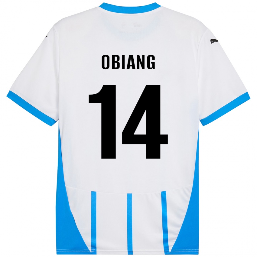 Kinder Pedro Obiang #14 Weiß Blau Auswärtstrikot Trikot 2024/25 T-Shirt Österreich