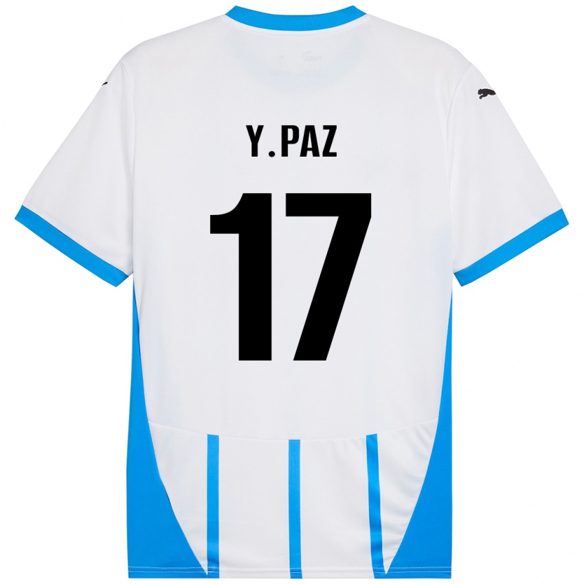 Kinder Yeferson Paz #17 Weiß Blau Auswärtstrikot Trikot 2024/25 T-Shirt Österreich