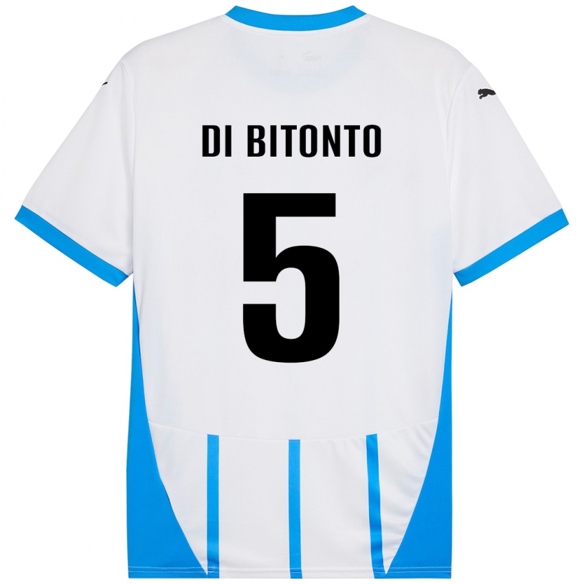 Kinder Alessandro Di Bitonto #5 Weiß Blau Auswärtstrikot Trikot 2024/25 T-Shirt Österreich