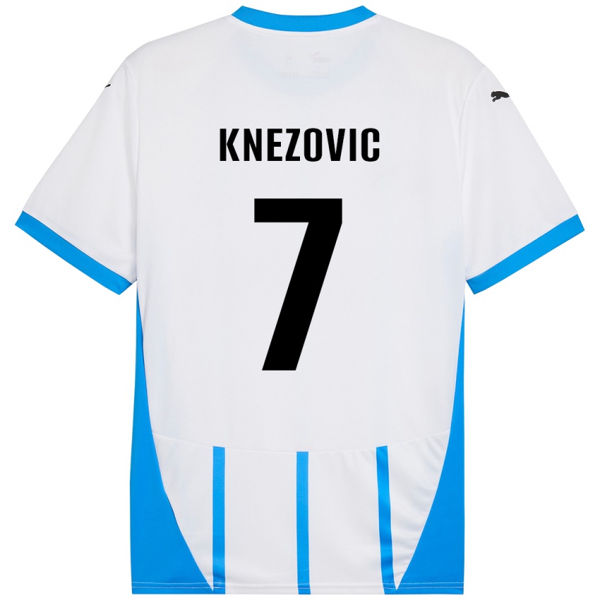 Kinder Borna Knezovic #7 Weiß Blau Auswärtstrikot Trikot 2024/25 T-Shirt Österreich