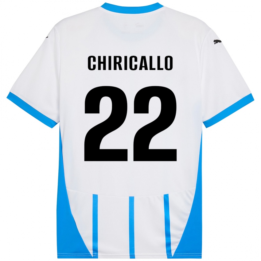 Kinder Giovanni Chiricallo #22 Weiß Blau Auswärtstrikot Trikot 2024/25 T-Shirt Österreich