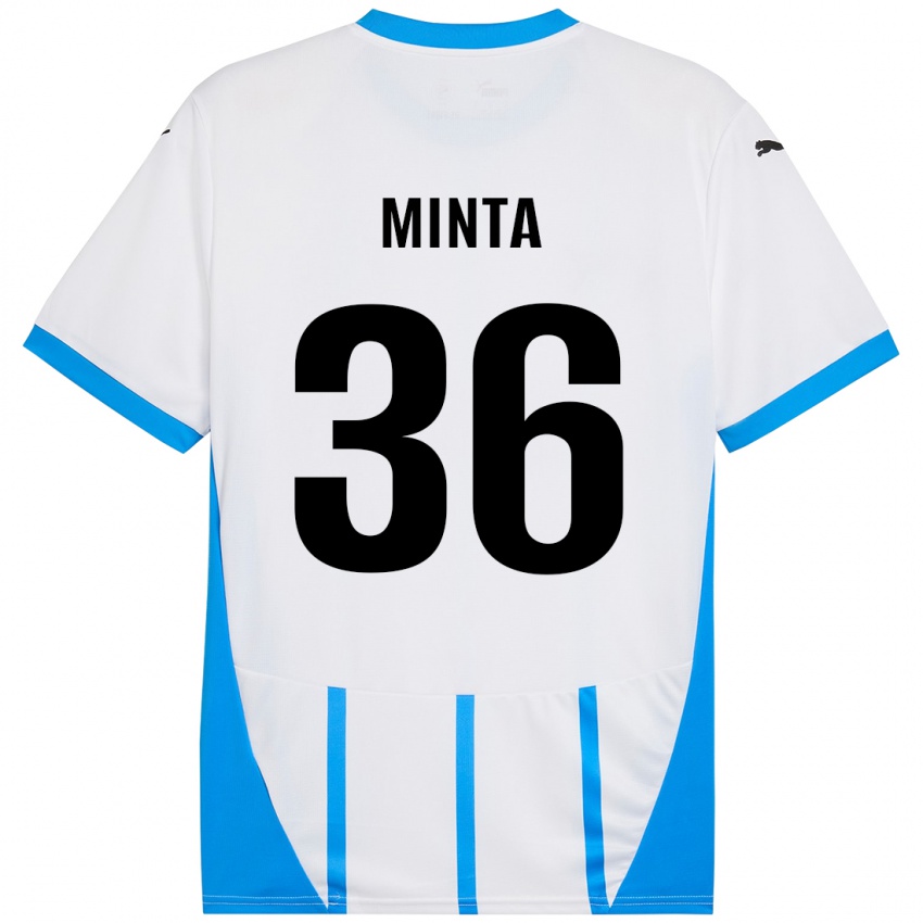 Kinder Amoako Minta #36 Weiß Blau Auswärtstrikot Trikot 2024/25 T-Shirt Österreich