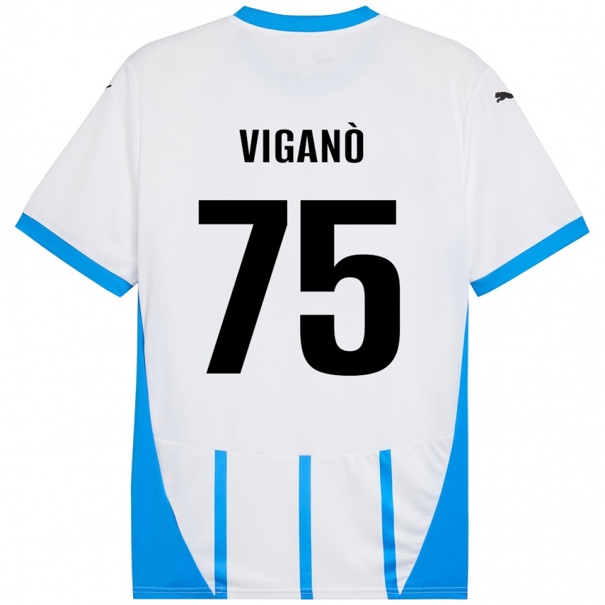 Kinder Lorenzo Viganò #75 Weiß Blau Auswärtstrikot Trikot 2024/25 T-Shirt Österreich