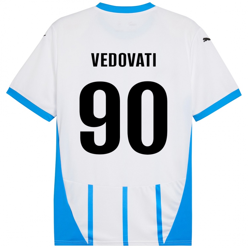 Kinder Gabriele Vedovati #90 Weiß Blau Auswärtstrikot Trikot 2024/25 T-Shirt Österreich