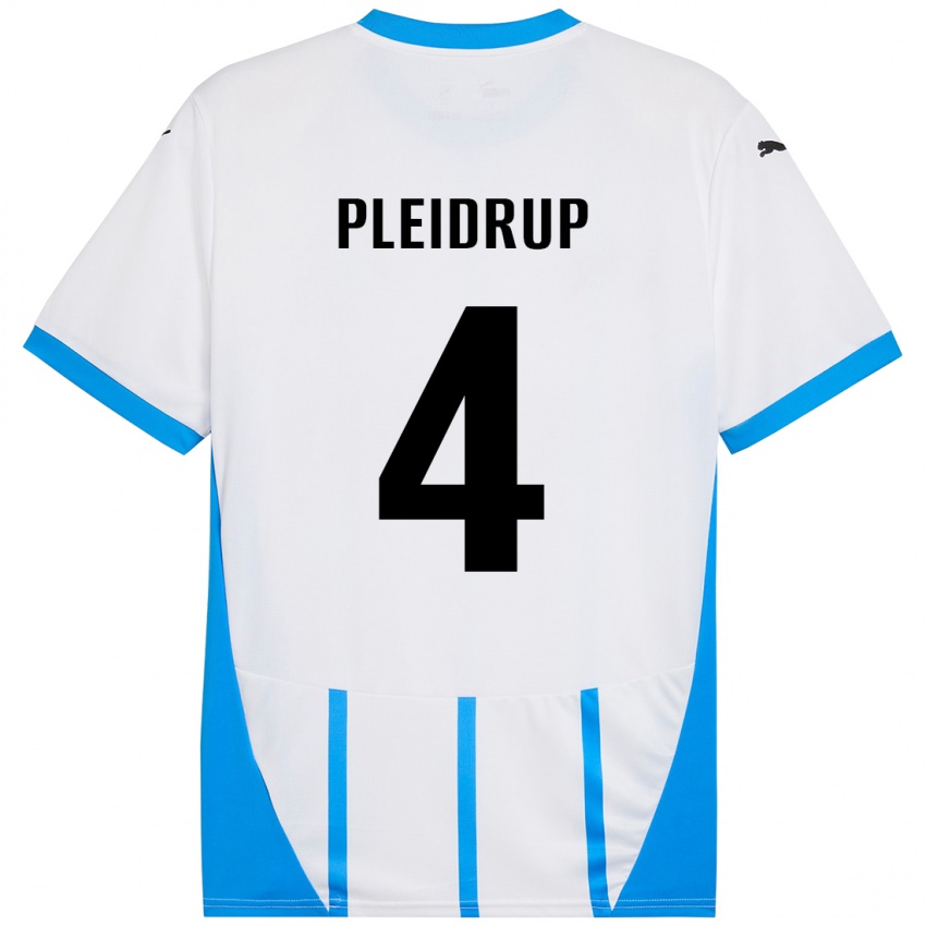 Kinder Caroline Pleidrup #4 Weiß Blau Auswärtstrikot Trikot 2024/25 T-Shirt Österreich