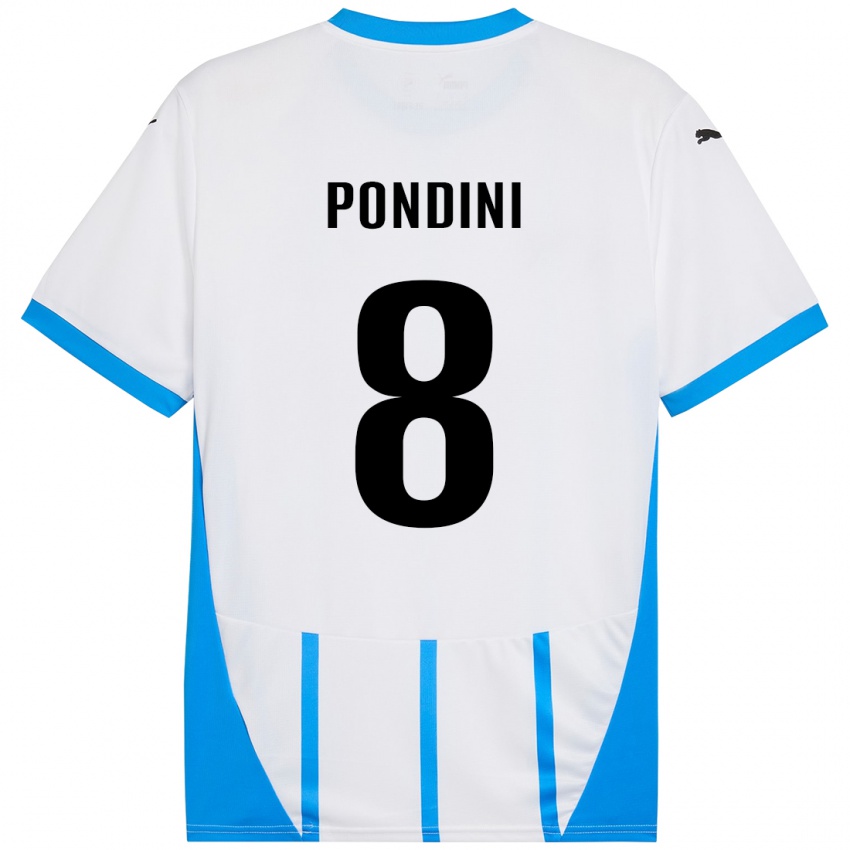 Kinder Giada Pondini #8 Weiß Blau Auswärtstrikot Trikot 2024/25 T-Shirt Österreich