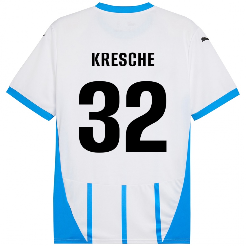 Kinder Isabella Kresche #32 Weiß Blau Auswärtstrikot Trikot 2024/25 T-Shirt Österreich