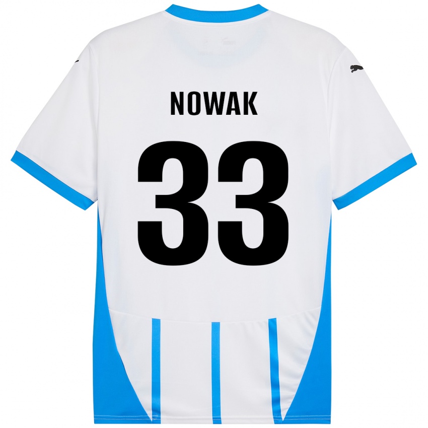 Kinder Julie Nowak #33 Weiß Blau Auswärtstrikot Trikot 2024/25 T-Shirt Österreich