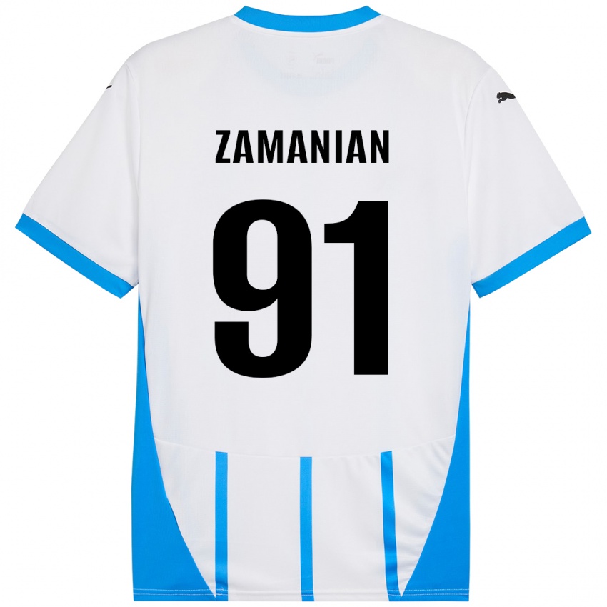 Kinder Annahita Zamanian #91 Weiß Blau Auswärtstrikot Trikot 2024/25 T-Shirt Österreich