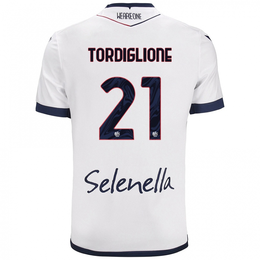 Kinder Nicolò Tordiglione #21 Weiß Königsblau Auswärtstrikot Trikot 2024/25 T-Shirt Österreich