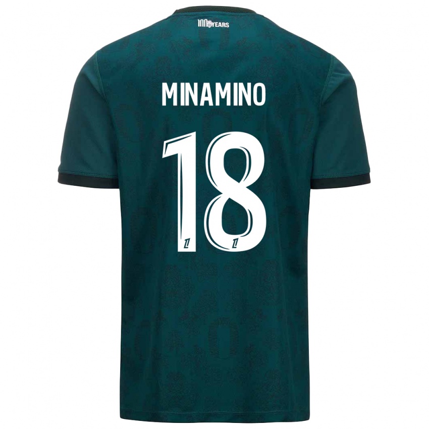 Kinder Takumi Minamino #18 Dunkelgrün Auswärtstrikot Trikot 2024/25 T-Shirt Österreich