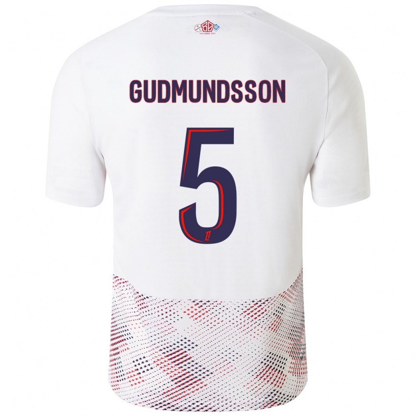 Kinder Gabriel Gudmundsson #5 Weiß Königsblau Auswärtstrikot Trikot 2024/25 T-Shirt Österreich