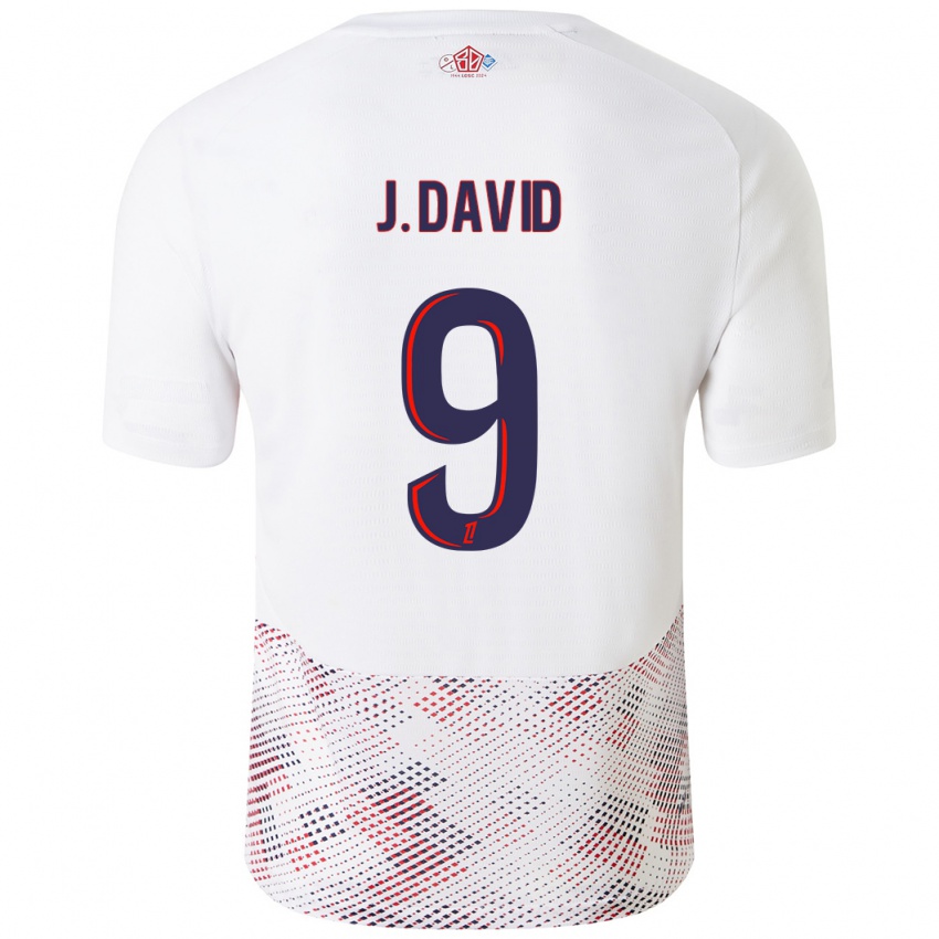 Kinder Jonathan David #9 Weiß Königsblau Auswärtstrikot Trikot 2024/25 T-Shirt Österreich