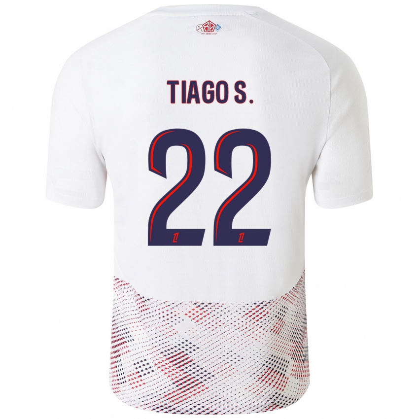 Kinder Tiago Santos #22 Weiß Königsblau Auswärtstrikot Trikot 2024/25 T-Shirt Österreich