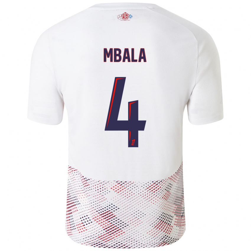 Kinder Olivia Mbala #4 Weiß Königsblau Auswärtstrikot Trikot 2024/25 T-Shirt Österreich