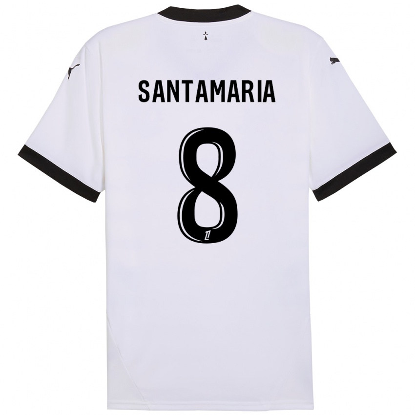 Kinder Baptiste Santamaria #8 Weiß Schwarz Auswärtstrikot Trikot 2024/25 T-Shirt Österreich