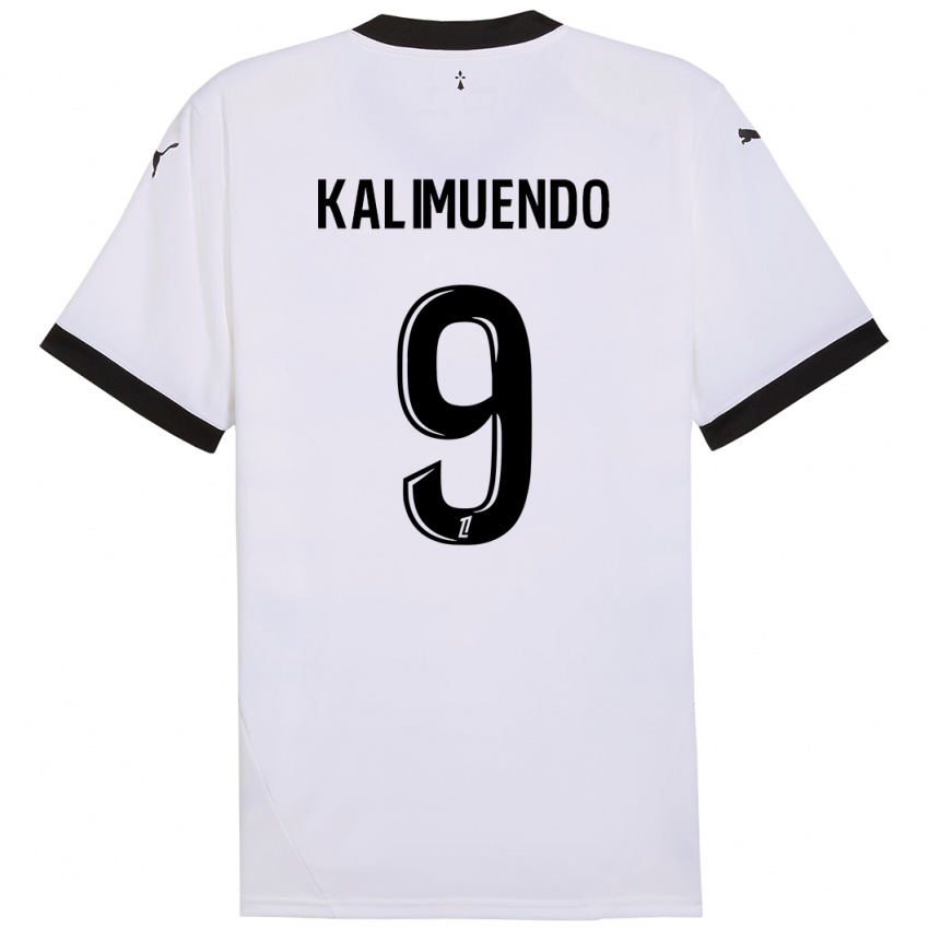 Kinder Arnaud Kalimuendo #9 Weiß Schwarz Auswärtstrikot Trikot 2024/25 T-Shirt Österreich