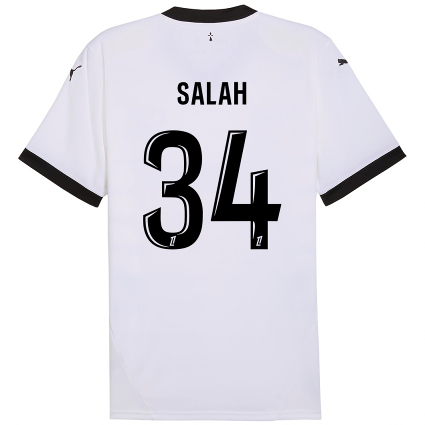 Kinder Ibrahim Salah #34 Weiß Schwarz Auswärtstrikot Trikot 2024/25 T-Shirt Österreich