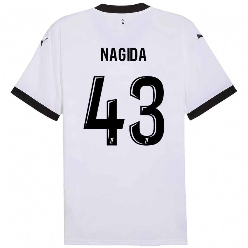 Kinder Mahamadou Nagida #43 Weiß Schwarz Auswärtstrikot Trikot 2024/25 T-Shirt Österreich