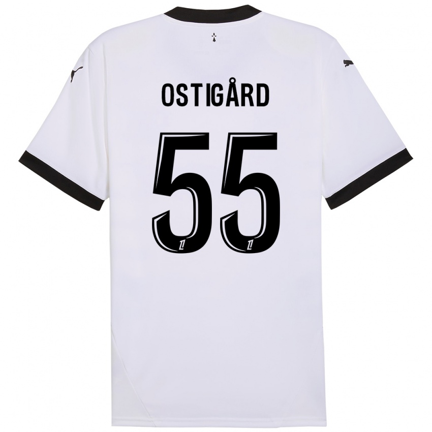 Kinder Leo Ostigard #55 Weiß Schwarz Auswärtstrikot Trikot 2024/25 T-Shirt Österreich