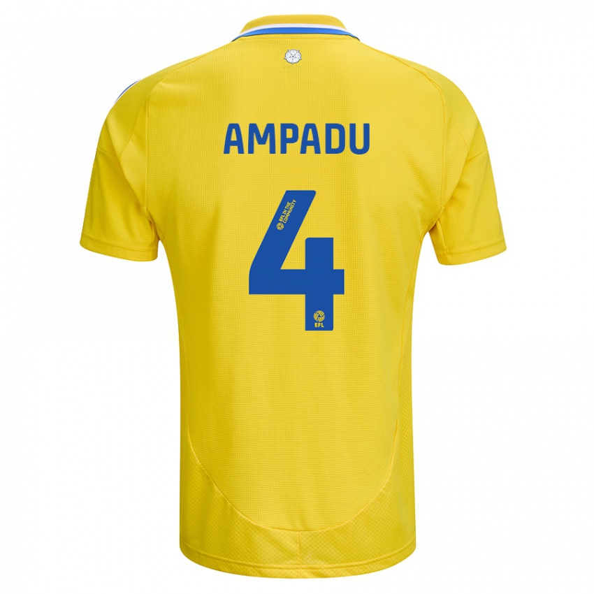 Kinder Ethan Ampadu #4 Gelb Blau Auswärtstrikot Trikot 2024/25 T-Shirt Österreich