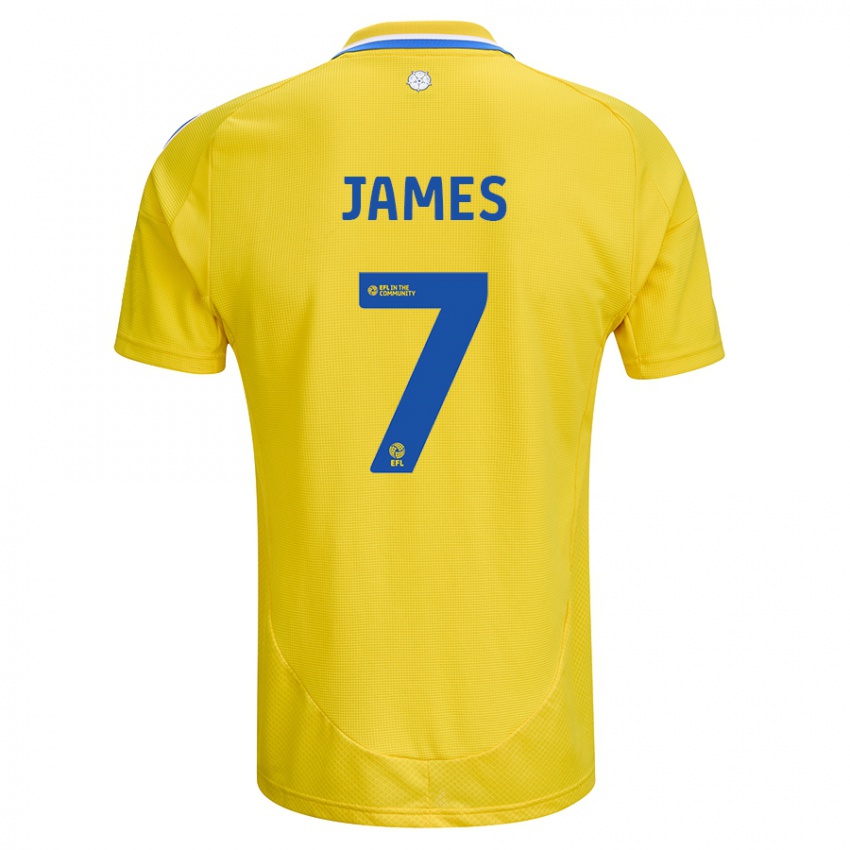 Kinder Daniel James #7 Gelb Blau Auswärtstrikot Trikot 2024/25 T-Shirt Österreich